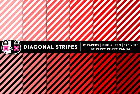 Download Diagonal Red Stripes Digital Paper Set - Digital paper set Collection