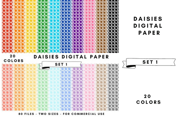 Download Daisies Digital Paper Set 1 - Digital paper set Collection