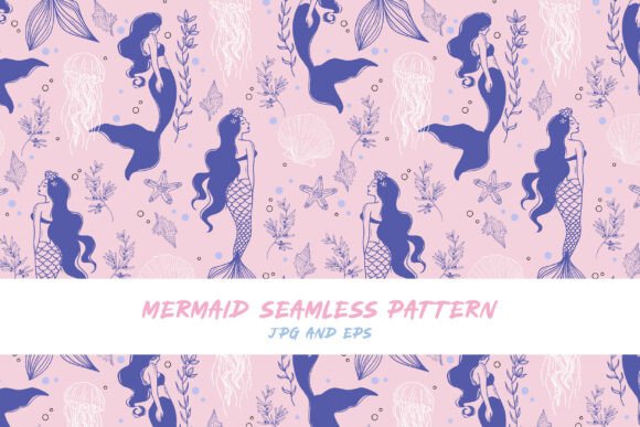 Download Tattoo Style Mermaid Seamless Pattern - Premium Resources