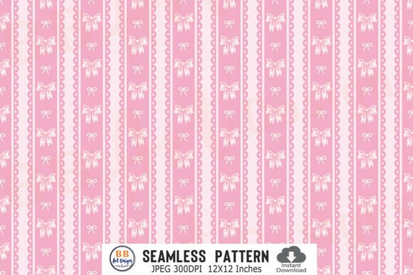 Download Coquette Pink Bow Stripes Pattern Paper - Stripes pattern Collection