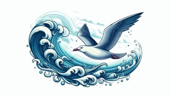Download Gull Flying in Oceanic Curves - Premium Bundle