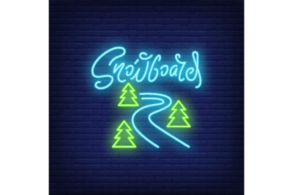 Download Snowboard Curves Neon Sign. Ski Slope Be - Curves Collection