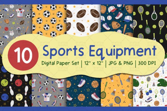 Download Sports Equipment Digital Paper Set - Digital paper set Collection